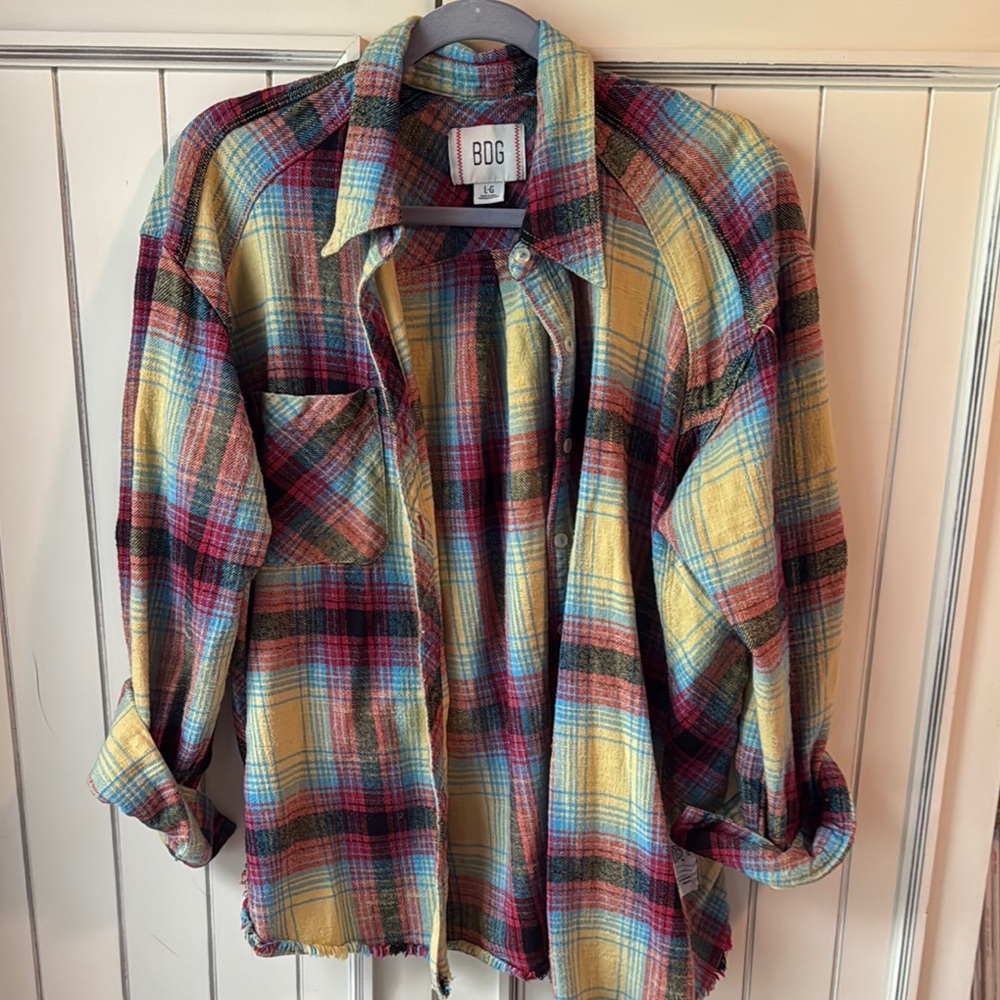BDG Yellow Multicolor Plaid Button-Down Shirt